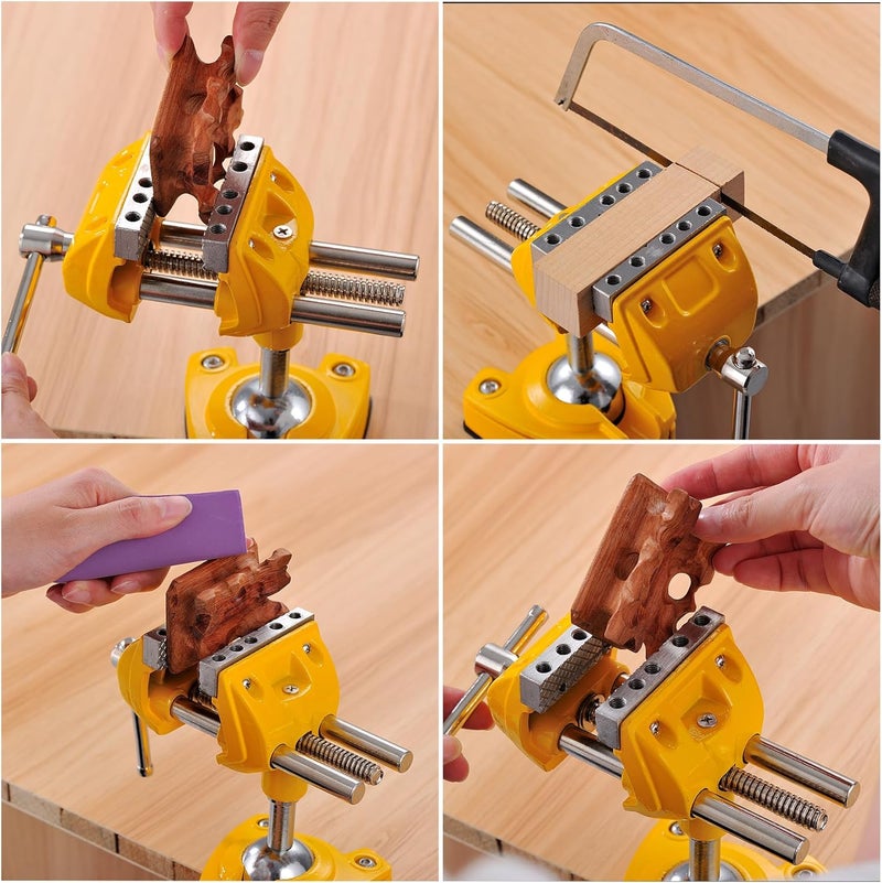 MAXMAN Bench Vise 3 Inch, Heavy Duty Home Bench Clamp with 360° Swivel Base, Multi-Purpose Cast Steel Table Vise, Vise Clamps Fixed Tool for Woodworking, Metalworking, Cutting Conduit, Drilling - Image 5